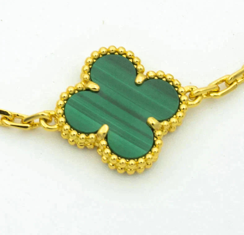 [CA]CLOVER  5 MOTIF MALACHITE DIAMOND BRACELET