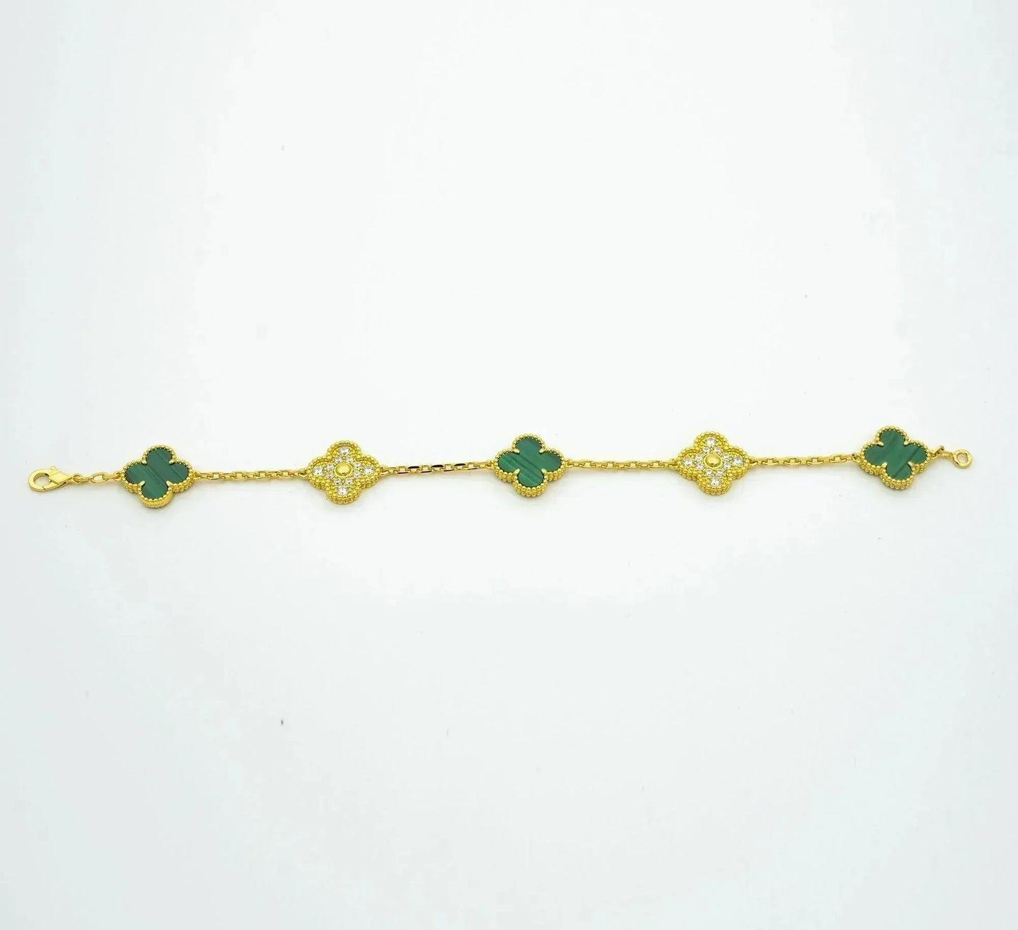 [CA]CLOVER  5 MOTIF MALACHITE DIAMOND BRACELET