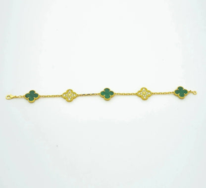 [CA]CLOVER  5 MOTIF MALACHITE DIAMOND BRACELET