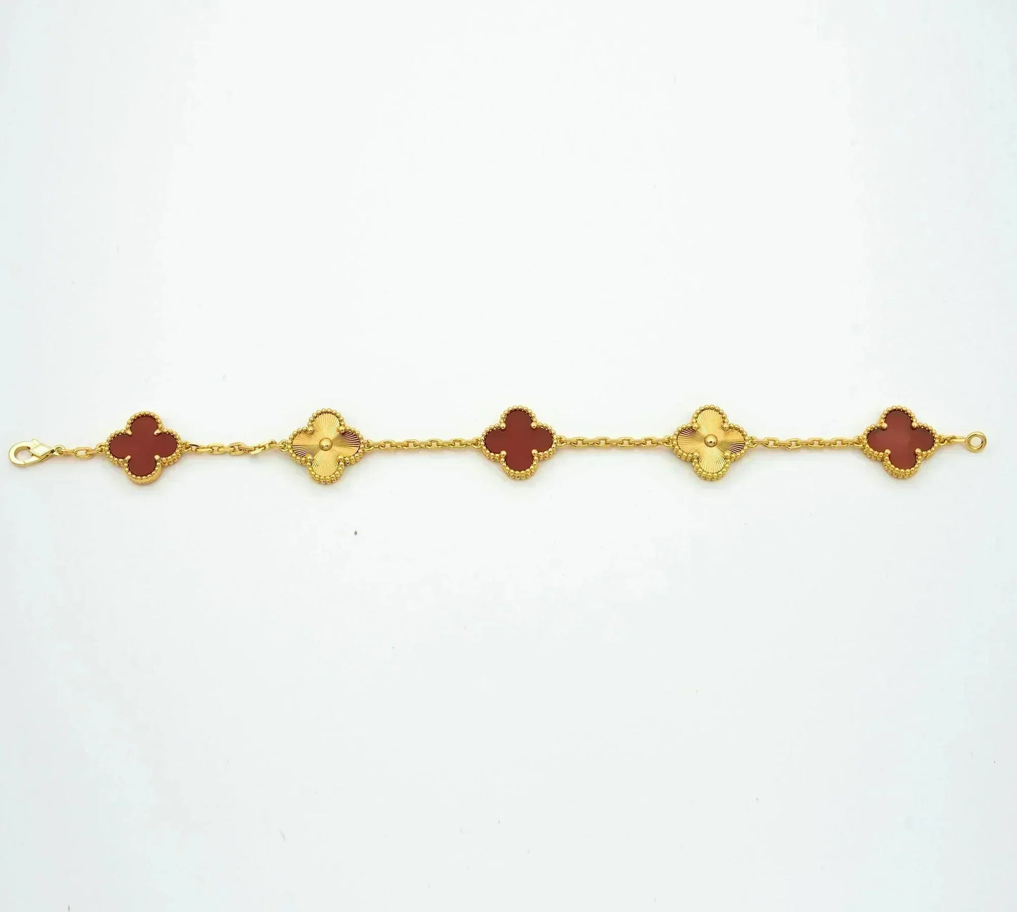 [CA]CLOVER  5 MOTIFS CARNELIAN GOLD BRACELET