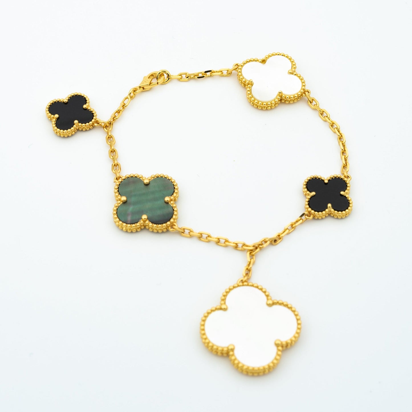 [CA]CLOVER BRACELET 5 MOTIFS ONYX MOP