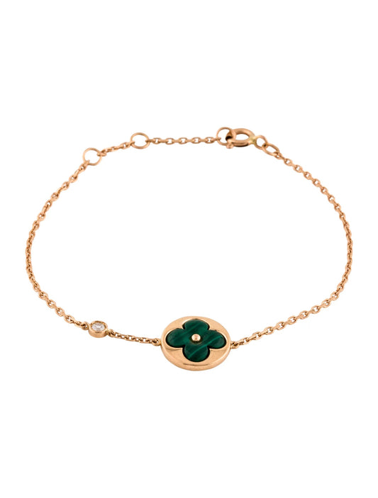 [CA]SUN MALACHITE 1 DIAMOND PINK GOLD BRACELET