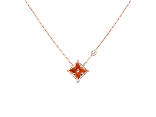 [CA]STAR NECKLACE PINK GOLD 1 DIAMOND