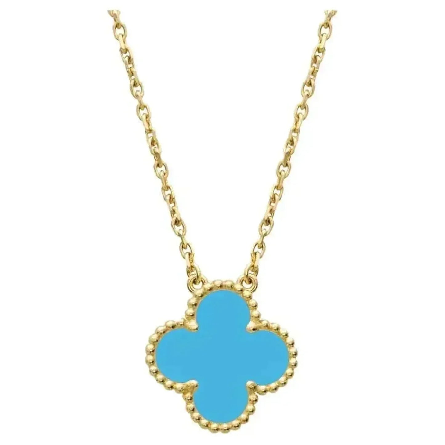 [CA]CLOVER 15MM VINTAGE TURQUOISE NECKLACE