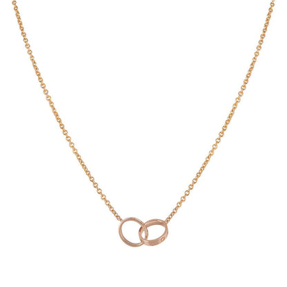 [CA]LOVE NECKLACE DOUBLE RING PINK GOLD