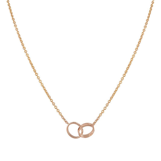 [CA]LOVE NECKLACE DOUBLE RING PINK GOLD