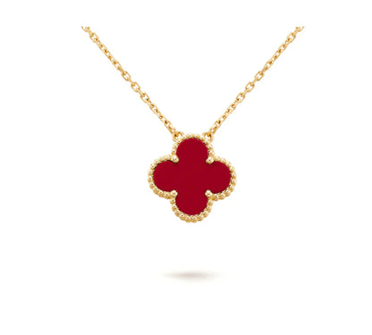 [CA]CLOVER 15MM CARNELIAN SINGLE FLOWER NECKLACE