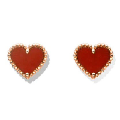 [CA]HEART CARNELIAN STUD EARRINGS