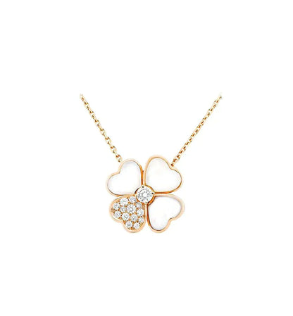 [CA]CLOVER MOP DIAMOND ROSE GOLD NECKLACE