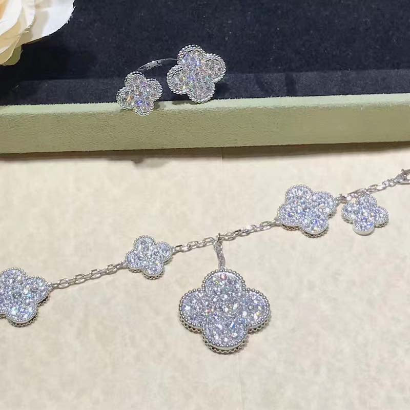 [CA]CLOVER 6 MOTIFS SILVER DIAMOND BRACELET