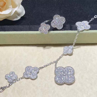 [CA]CLOVER 6 MOTIFS SILVER DIAMOND BRACELET