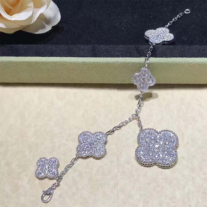 [CA]CLOVER 6 MOTIFS SILVER DIAMOND BRACELET