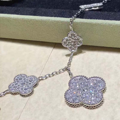 [CA]CLOVER 6 MOTIFS SILVER DIAMOND BRACELET