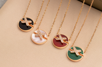 [CA]JEUX DE PINK GOLD DIAMOND NECKLACE