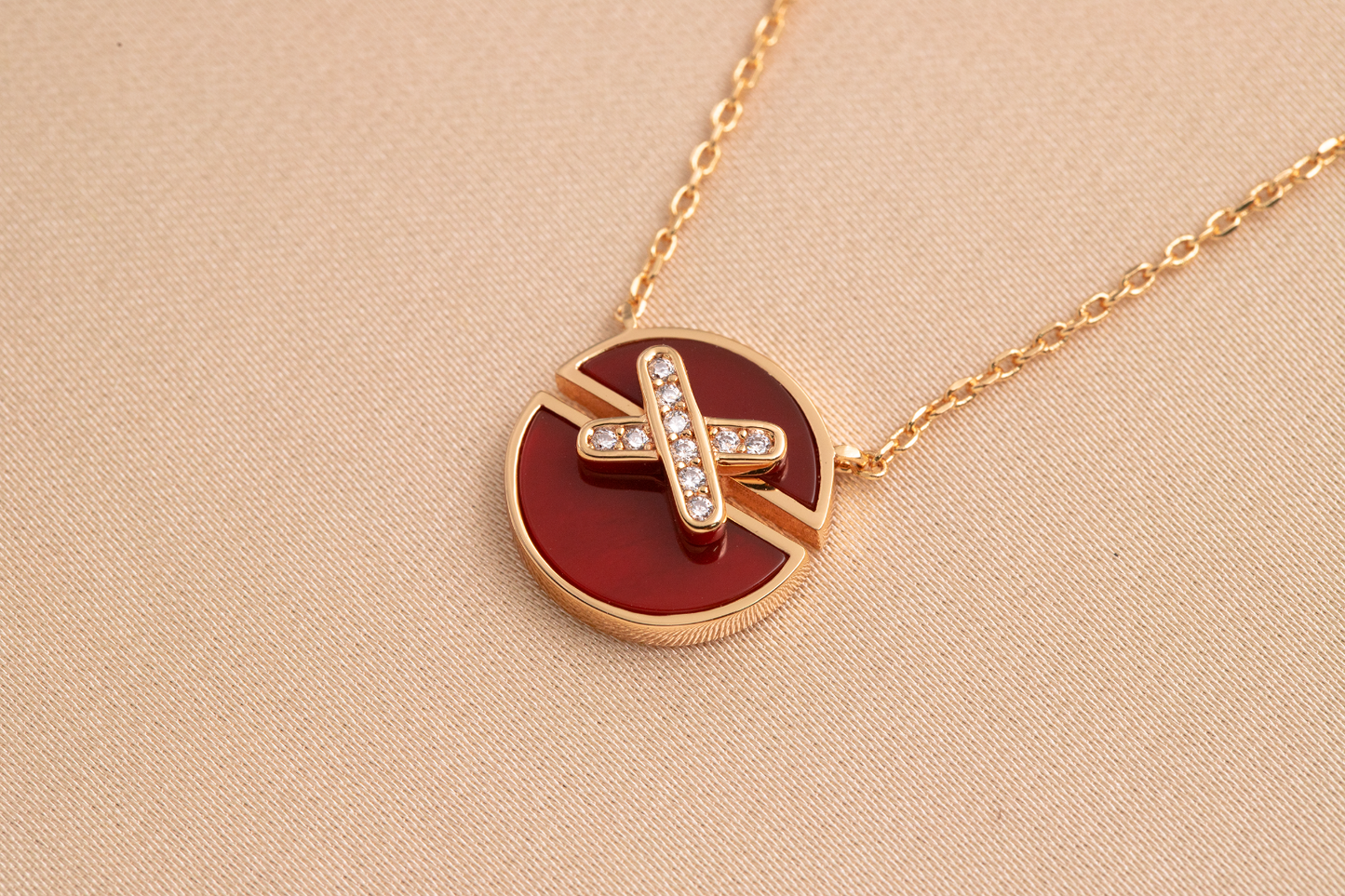 [CA]JEUX DE PINK GOLD DIAMOND NECKLACE