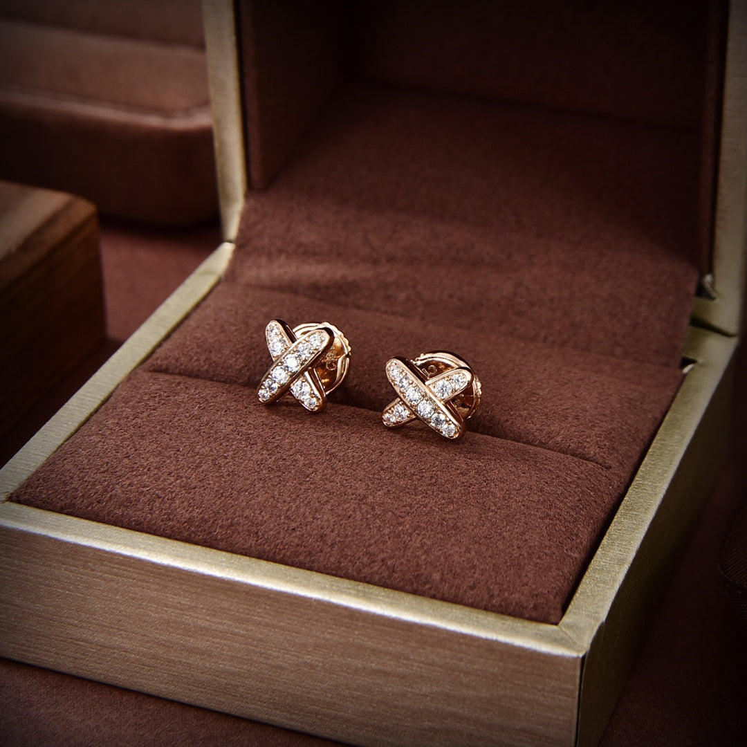 [CA]JEUX DE GOLD DIAMOND EARRINGS