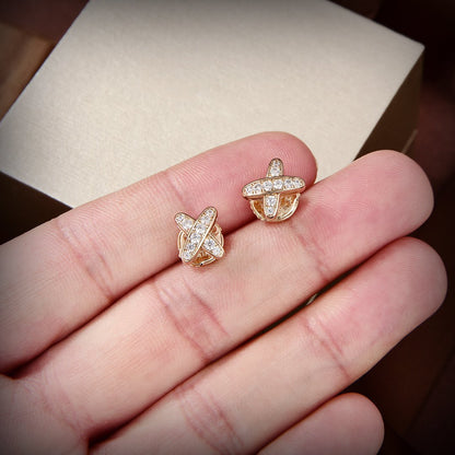 [CA]JEUX DE GOLD DIAMOND EARRINGS