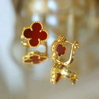 [CA]CLOVER MEDIUM 1 MOTIFS CARNELIAN  EARRINGS