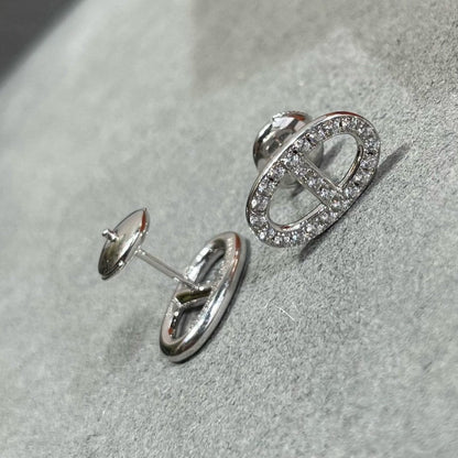 [CA]HM FULL DIAMOND PIG NOSE STUD EARRINGS