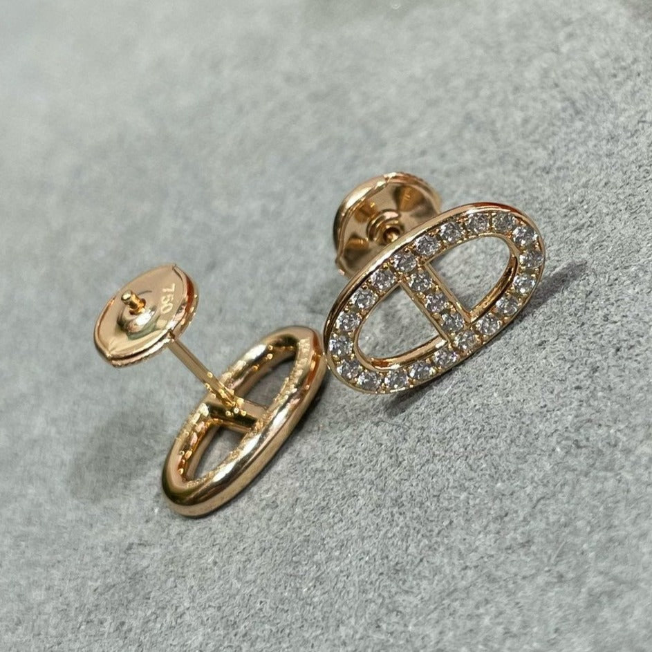 [CA]HM FULL DIAMOND PIG NOSE STUD EARRINGS