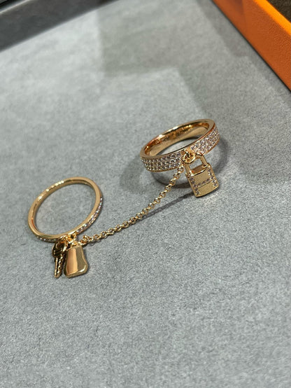 [CA]HM KELLY CLOCHETTE DOUBLE RING IN  WITH DIAMONDS