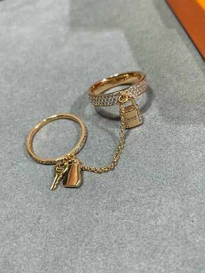 [CA]HM KELLY CLOCHETTE DOUBLE RING IN  WITH DIAMONDS