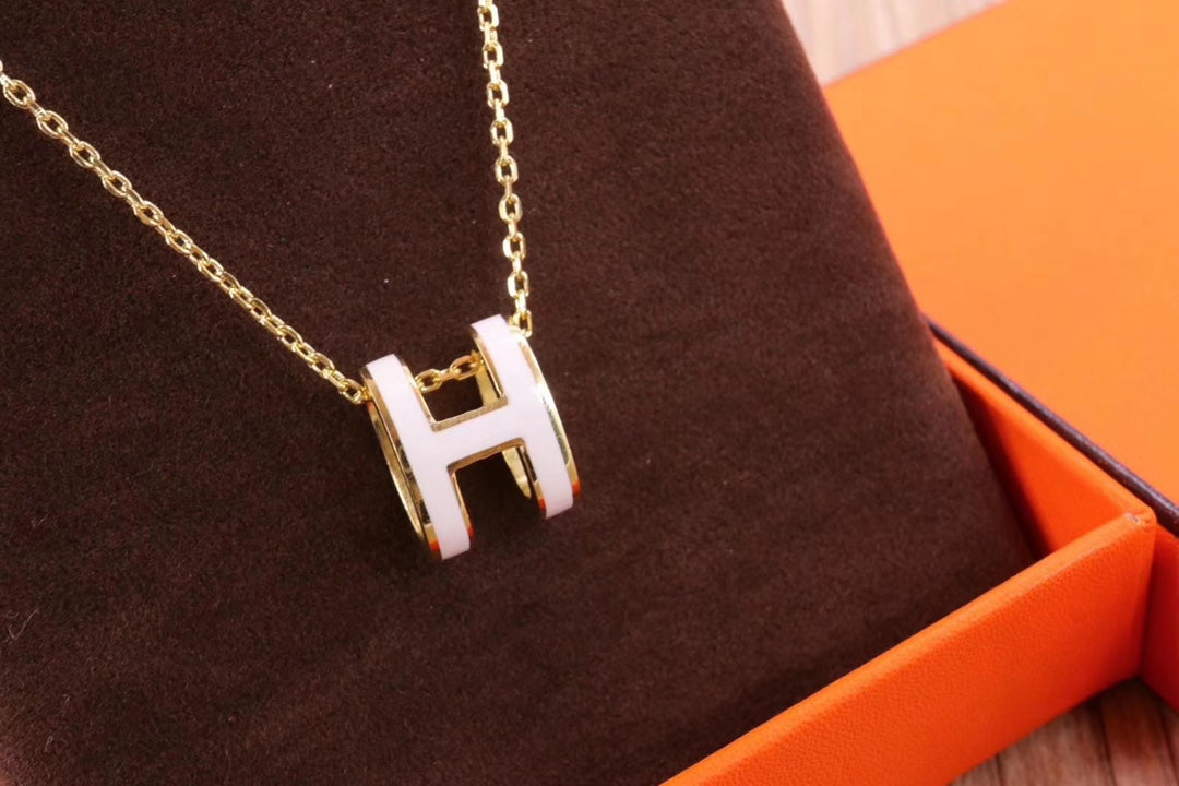 [CA]HM CLIC YELLOW ENAMEL GOLD NECKLACE