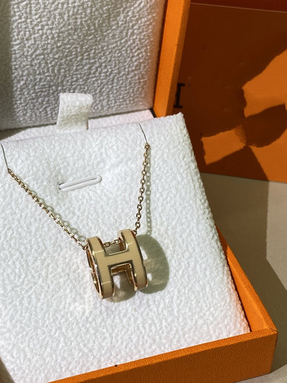 [CA]HM CLIC YELLOW ENAMEL GOLD NECKLACE