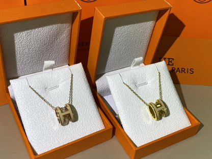 [CA]HM CLIC YELLOW ENAMEL GOLD NECKLACE