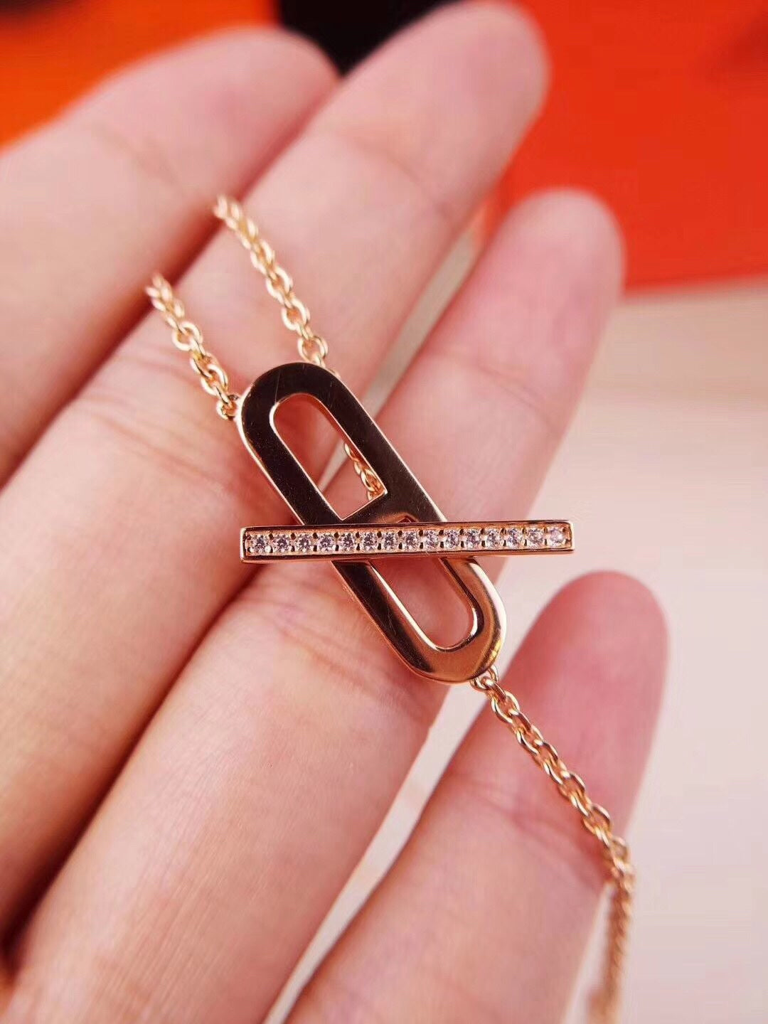 [CA]HM NECKLACE PLATINUM ROSE GOLD DIAMOND