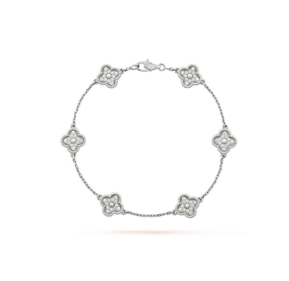 [CA]CLOVER 6 MOTIF SILVER DIAMOND BRACELET