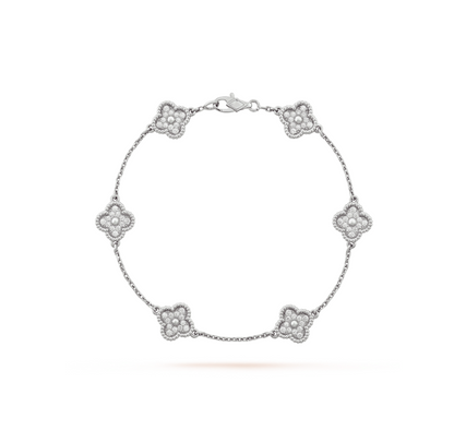 [CA]CLOVER 6 MOTIF SILVER DIAMOND BRACELET