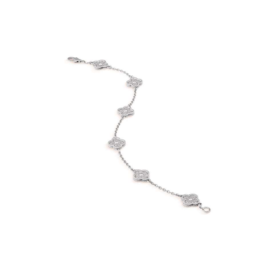 [CA]CLOVER 6 MOTIF SILVER DIAMOND BRACELET