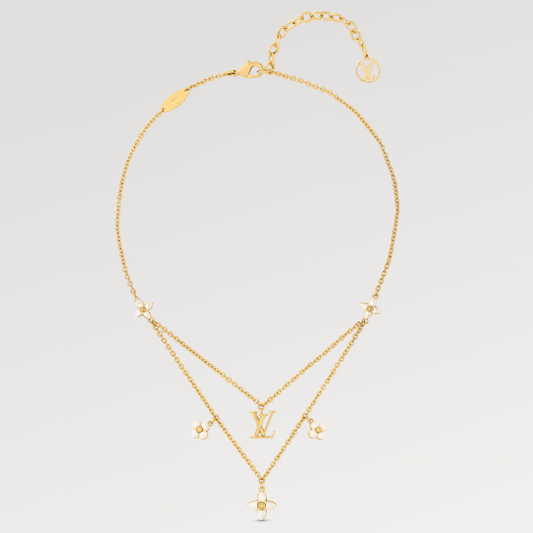 [CA]FLOWERGRAM GOLD MOP DOUBLE ROW NECKLACE