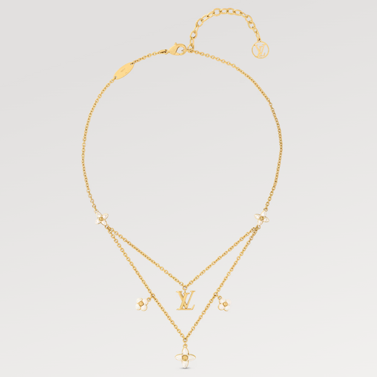 [CA]FLOWERGRAM GOLD MOP DOUBLE ROW NECKLACE