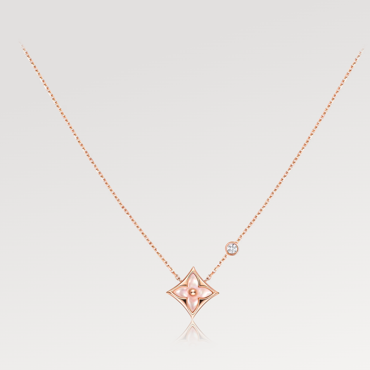 [CA]STAR PINK MOP 1 DIAMOND PINK GOLD NECKLACE