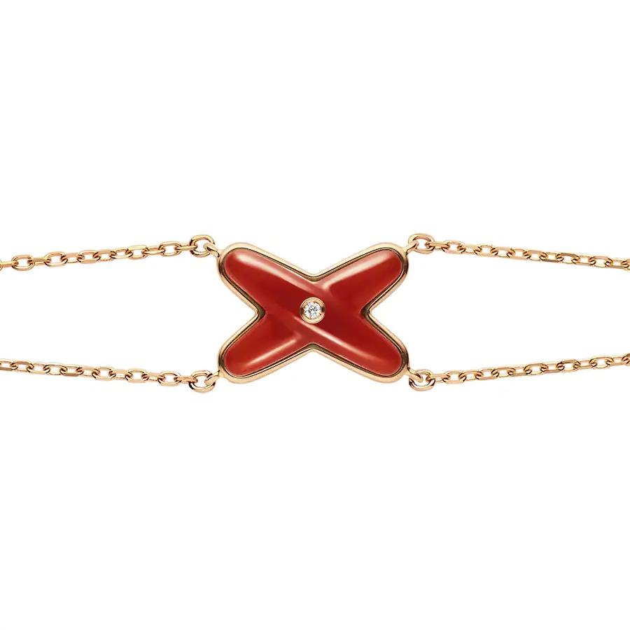 [CA]JEUX BRACELET CARNELIAN PINK GOLD 1 DIAMOND