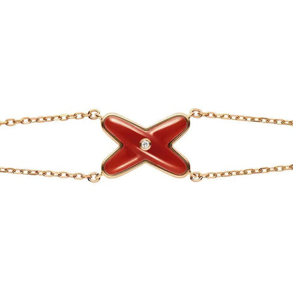 [CA]JEUX BRACELET CARNELIAN PINK GOLD 1 DIAMOND