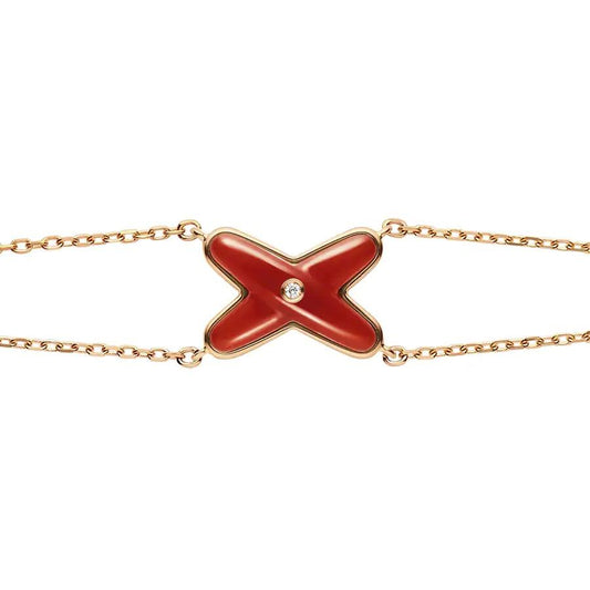 [CA]JEUX BRACELET CARNELIAN PINK GOLD 1 DIAMOND