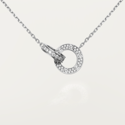 [CA]LOVE 7.6MM NECKLACE ROSE GOLD AND SILVER  FULL DIAMOND