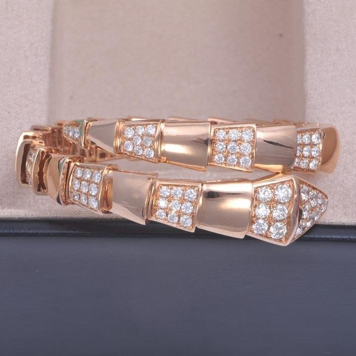 [CA]SERPENTI WIDE BRACELET PINK GOLD DIAMOND