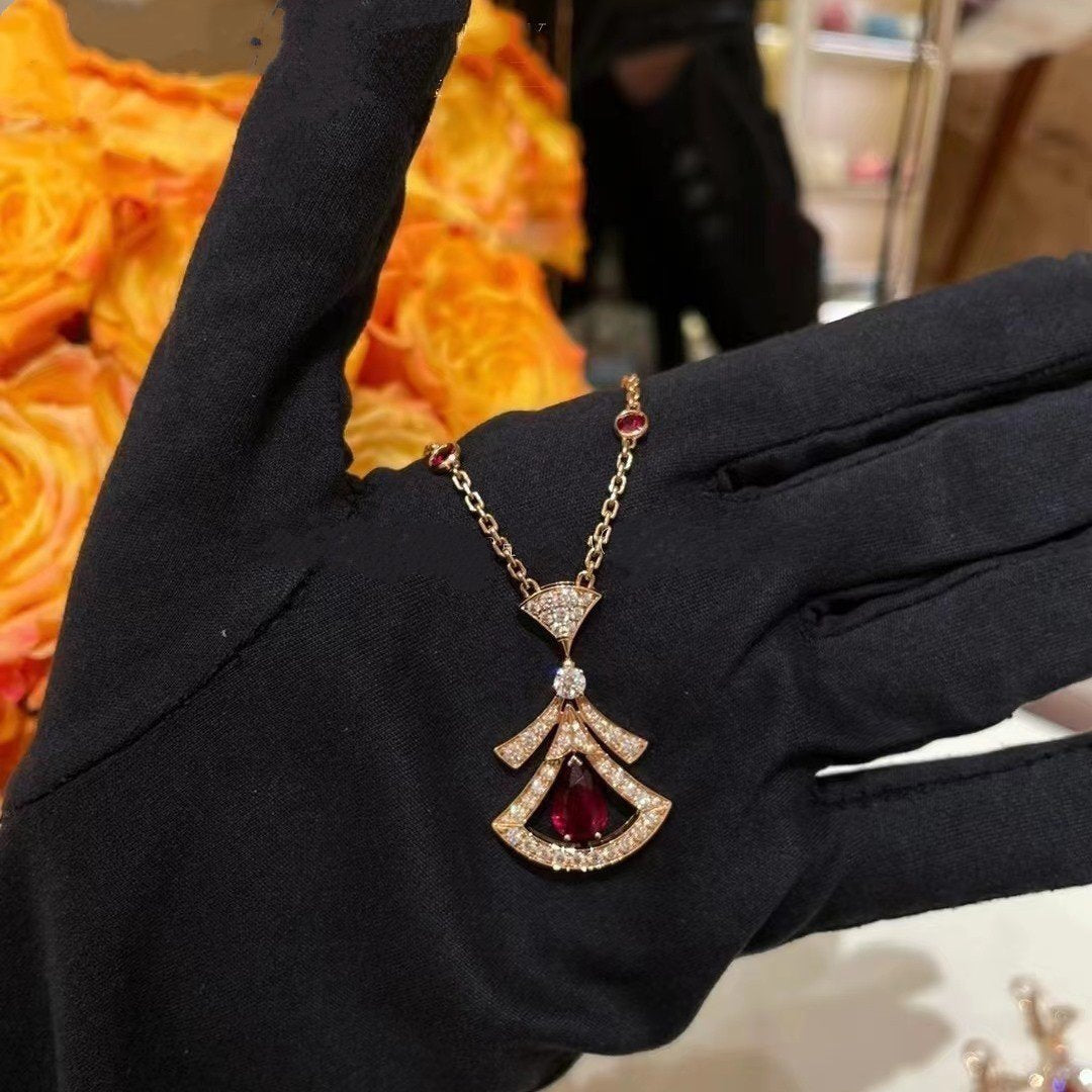 [CA]DREAM NECKLACE CARNELIAN DIAMOND PINK GOLD