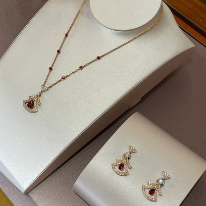 [CA]DREAM NECKLACE CARNELIAN DIAMOND PINK GOLD