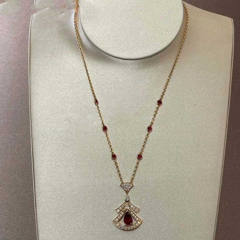 [CA]DREAM NECKLACE CARNELIAN DIAMOND PINK GOLD