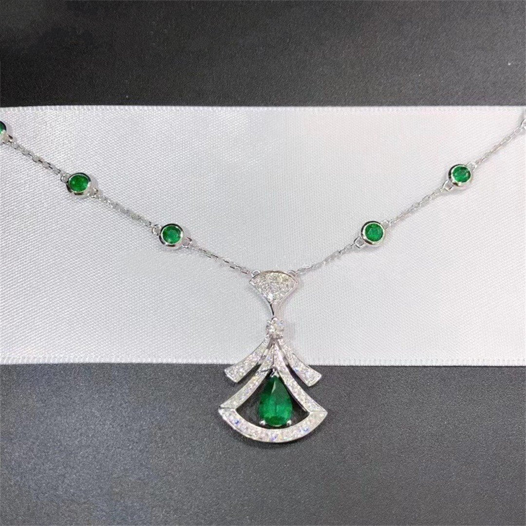 [CA]DREAM NECKLACE MALACHITE DIAMOND SILVER