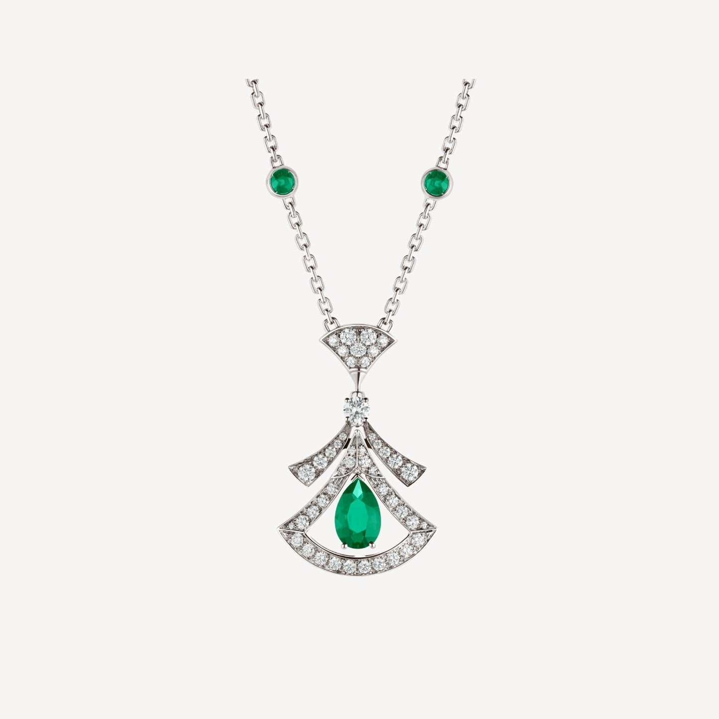 [CA]DREAM NECKLACE MALACHITE DIAMOND SILVER