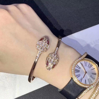 [CA]SERPENTI BRACELET PINK GOLD DIAMOND DOUBLE SNAKE