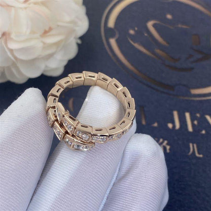 [CA]SERPENTI RING PINK GOLD DIAMOND PAVED 4MM