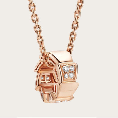 [CA]SERPENTI PEDANT DIAMOND PINK GOLD NECKLACE