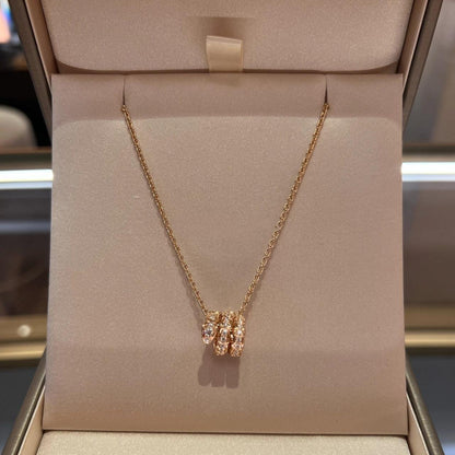 [CA]SERPENTI PINK GOLD NECKLACE DOUBLE RING DIAMOND